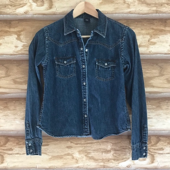 GAP Other - GAP Kids denim western pearl snap shirt girls XXL